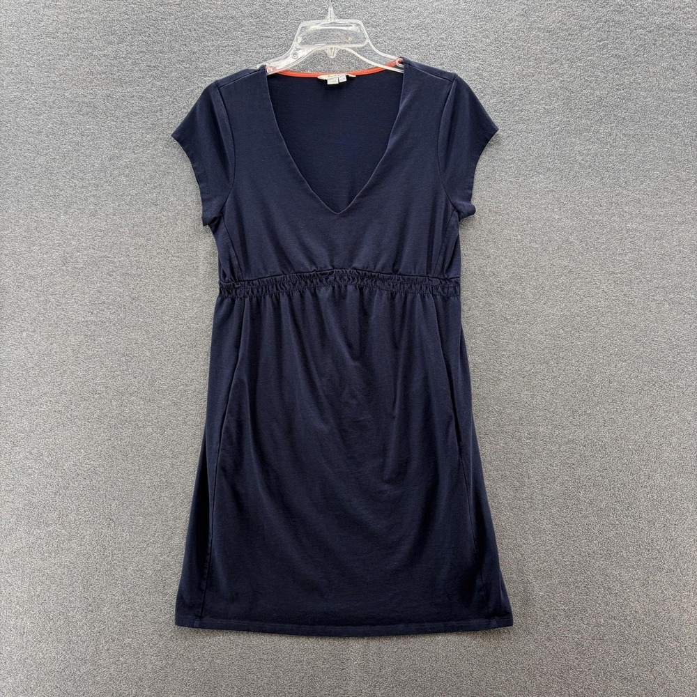 Boden Dress 8 Blue Jersey V Neck Cap Sleeve T Shirt Classic Preppy Pockets